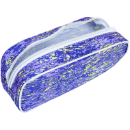 Penar școlar, 1 compartiment, neechipat, textil, model artist, mov, 21x11x7 cm